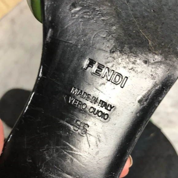 Fendi Multicolor Strappy Logo Sandals - Red, Yellow, Green, Black - Picture 6 of 9